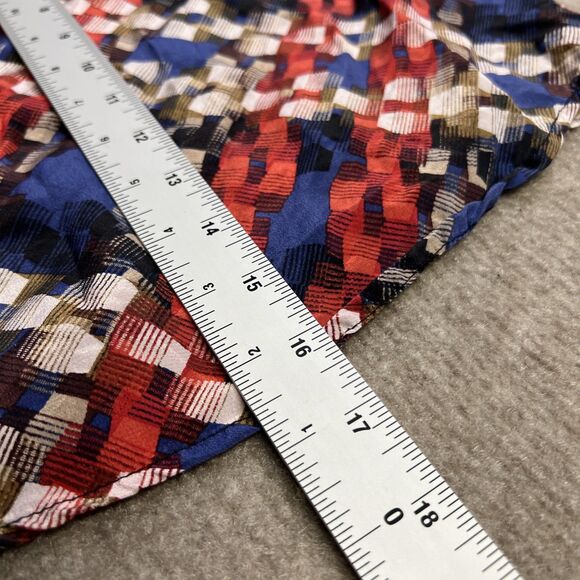 Trina Turk Silk Pleated Sleeveless Shell Top Small USA Red White Blue Geometric - Picture 4 of 6